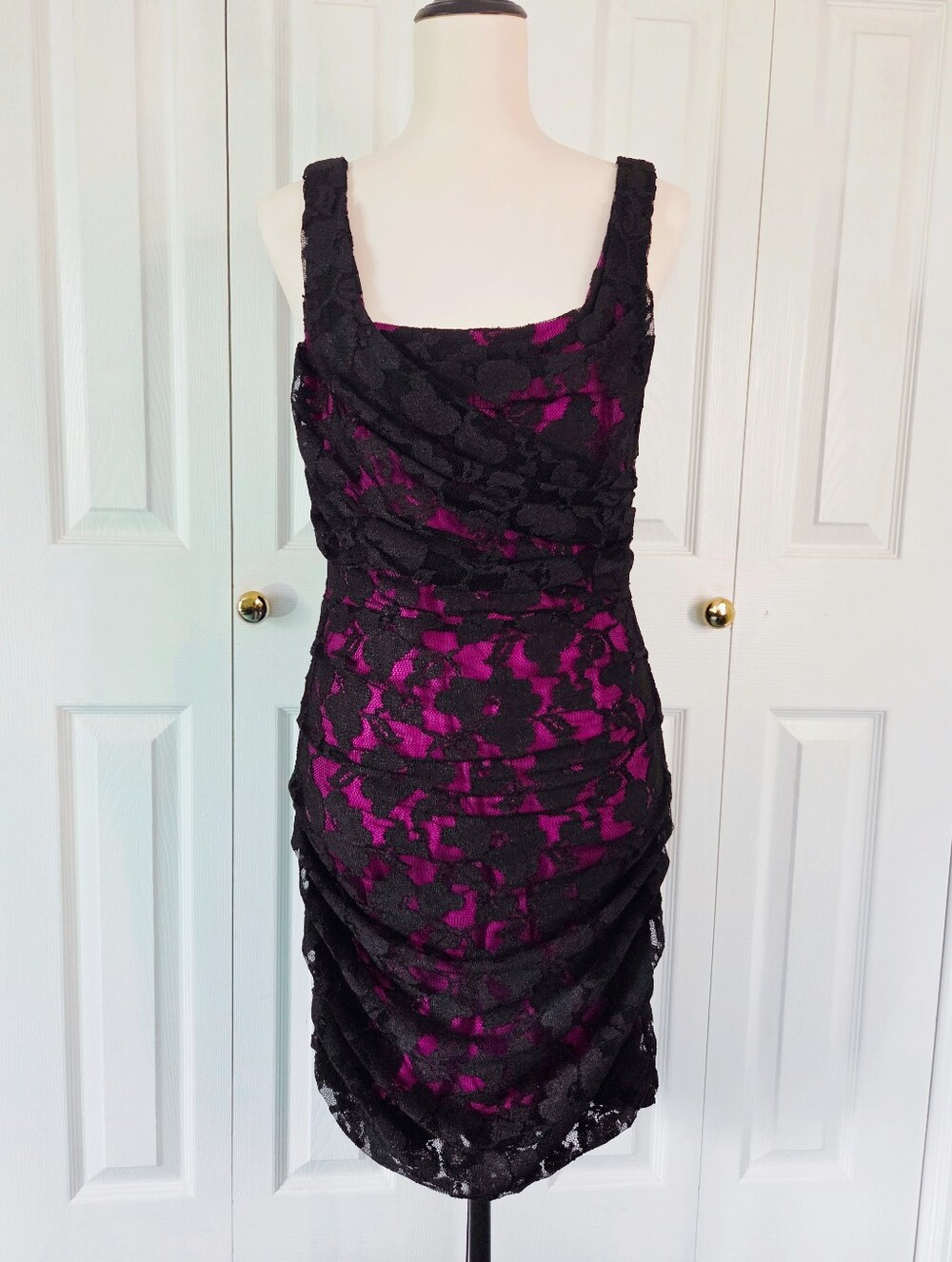 Express Floral Lace Mini Dress Pink & Black Size 10